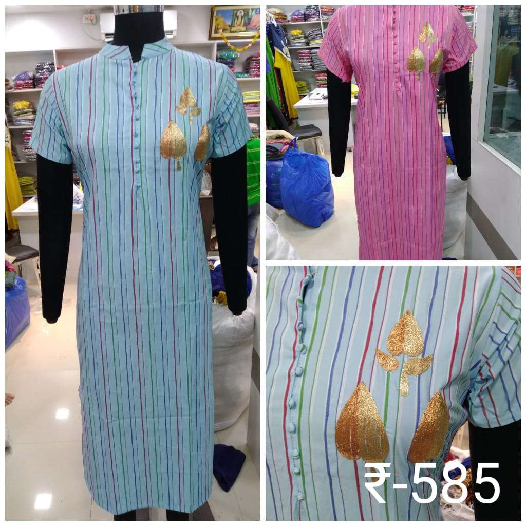 VASTRA MODA PRESENTS GK 108 COTTON KURTI WITH ZARI EMBROIDERY WORK L TO XXXL